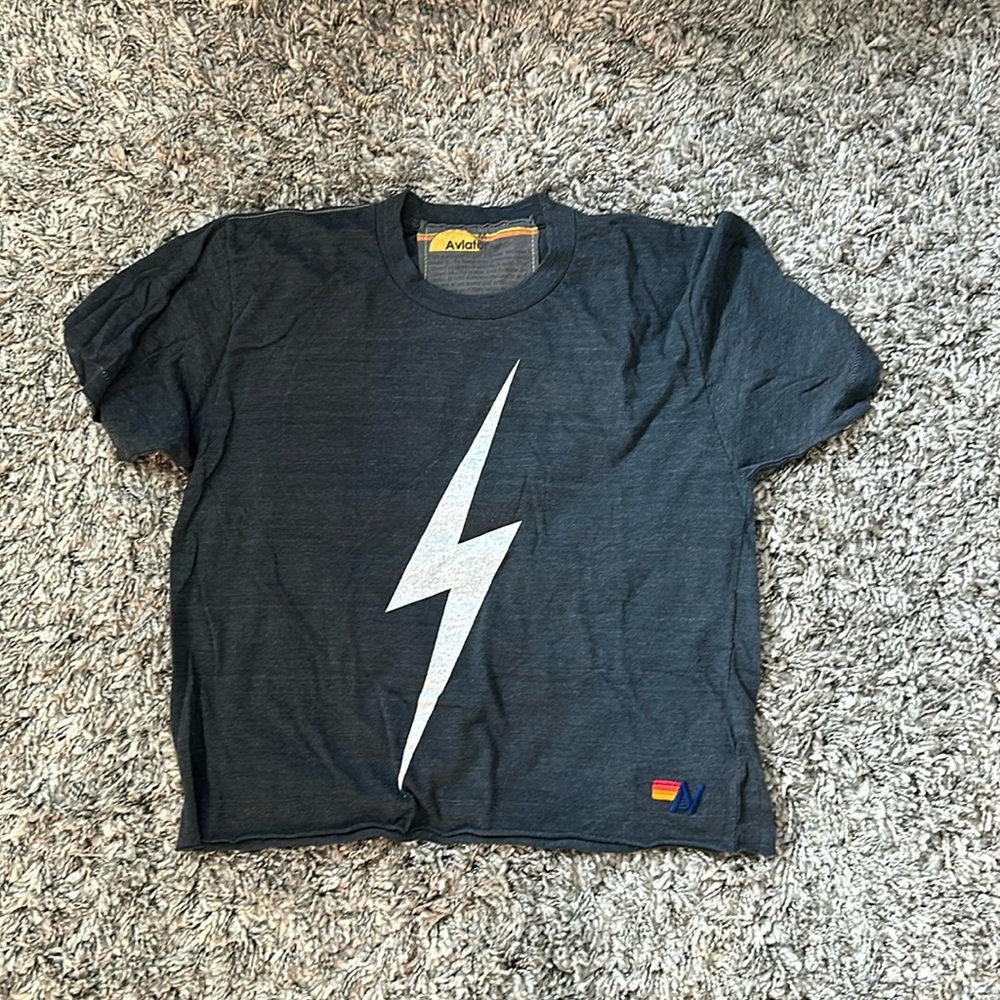 Aviator nation lightning bolt crop tee! Size medium, lightly worn
